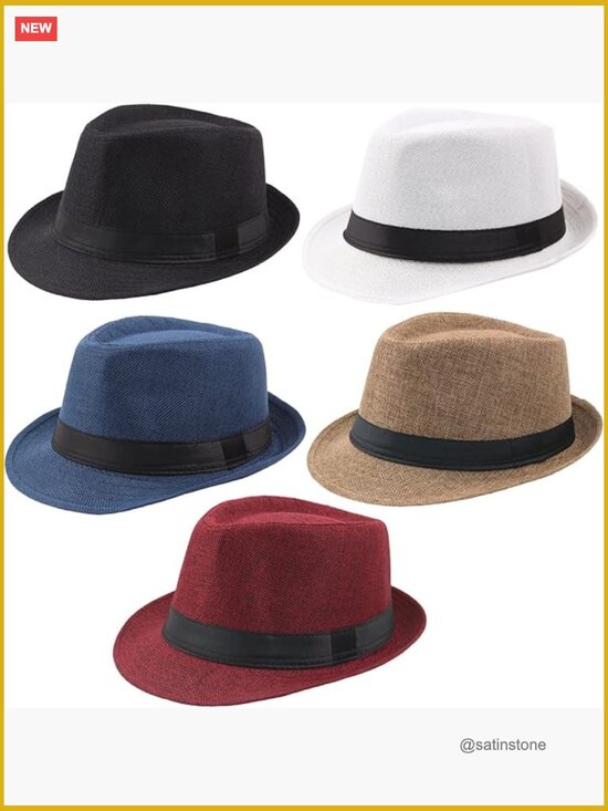 Classic Short Brim Fedora Sun Hat for Men Women Pack of 5 main image 5
